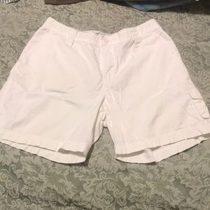 above the knee white shorts
